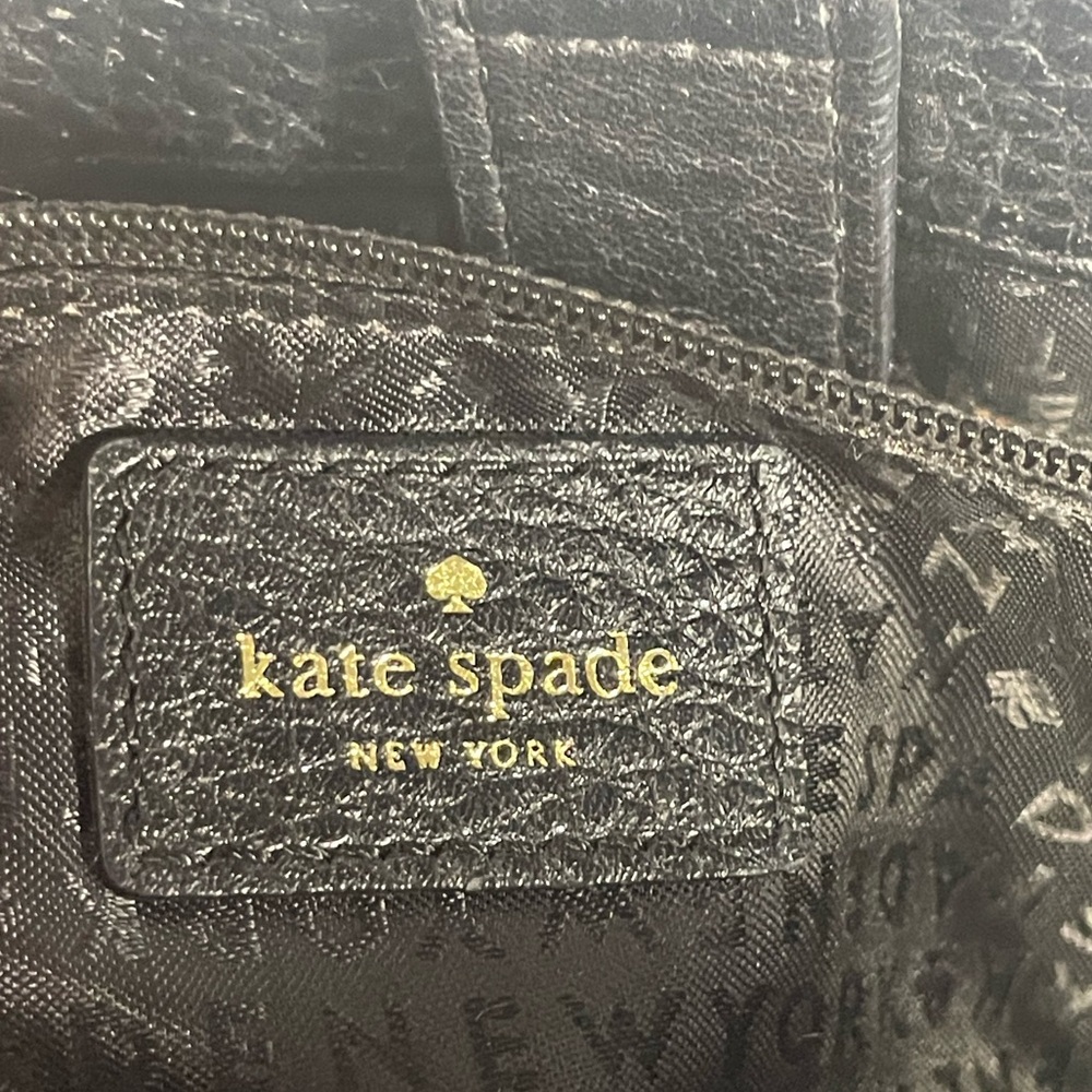 Kate Spade Black Quilted Leather Satchel Gold Chain Strap Multiple Compartments - Picture 11 of 16